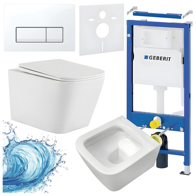 ZESTAW PODTYNKOWY WC STELAŻ GEBERIT DUOFIX MISKA AQUA-WH-03 PRZYCISK BIAŁY ZES-AQUA-5