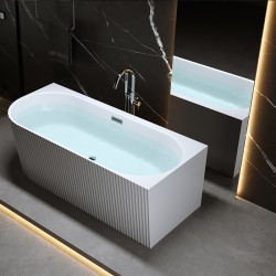 WANNA WOLNOSTOJĄCA PRZYŚCIENNA RIO 504B PRAWA BIAŁA PRZELEW CHROM 150x75 CM RIO-504B-R-150X75