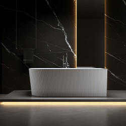 WANNA WOLNOSTOJĄCA PRZYŚCIENNA RIO 504B PRAWA BIAŁA PRZELEW CHROM 150x75 CM RIO-504B-R-150X75