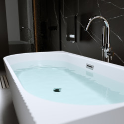 WANNA WOLNOSTOJĄCA PRZYŚCIENNA RIO 504B PRAWA BIAŁA PRZELEW CHROM 150x75 CM RIO-504B-R-150X75