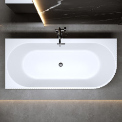 WANNA WOLNOSTOJĄCA PRZYŚCIENNA RIO 504C LEWA BIAŁA PRZELEW CZARNY 160x75 CM RIO-504C-L-P-BL