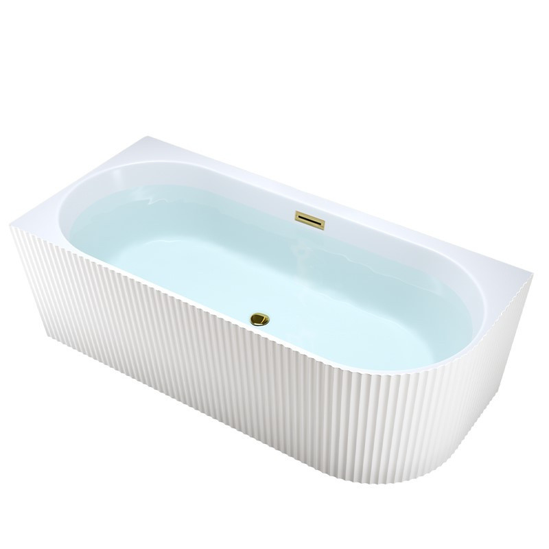 WANNA WOLNOSTOJĄCA PRZYŚCIENNA RIO 504C LEWA BIAŁA PRZELEW ZŁOTY 160x75 CM RIO-504C-L-P-GL