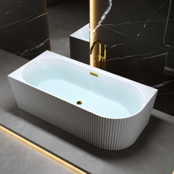 WANNA WOLNOSTOJĄCA PRZYŚCIENNA RIO 504C LEWA BIAŁA PRZELEW ZŁOTY 160x75 CM RIO-504C-L-P-GL