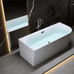WANNA WOLNOSTOJĄCA PRZYŚCIENNA RIO 504D LEWA BIAŁA PRZELEW CZARNY 170x75 CM RIO-504D-L-P-BL
