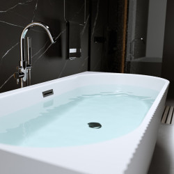 WANNA WOLNOSTOJĄCA PRZYŚCIENNA RIO 504D LEWA BIAŁA PRZELEW CZARNY 170x75 CM RIO-504D-L-P-BL