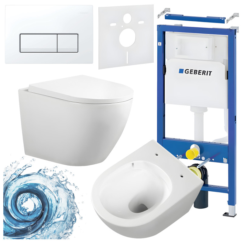 ZESTAW PODTYNKOWY WC STELAŻ GEBERIT DUOFIX MISKA FLOW-WH-TR-02 PRZYCISK DELTA 50 BIAŁY