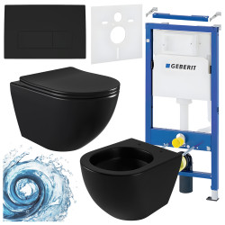 ZESTAW PODTYNKOWY WC STELAŻ GEBERIT DUOFIX MISKA NERO-MTB-03 PRZYCISK DELTA 50 CZARNY MAT ZES-NERO-19