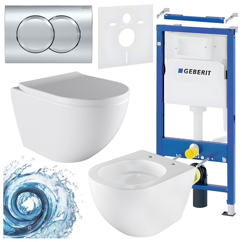 ZESTAW PODTYNKOWY WC STELAŻ GEBERIT DUOFIX MISKA NERO-WH-02 PRZYCISK DELTA 01 CHROM