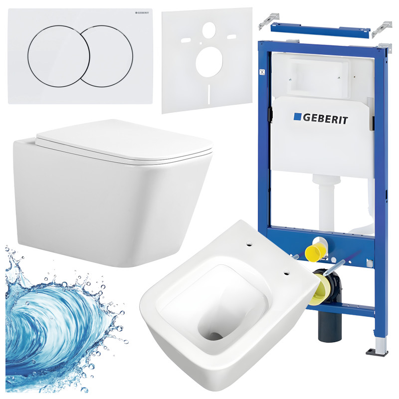 ZESTAW PODTYNKOWY WC STELAŻ GEBERIT DUOFIX MISKA RAIN-WH-RIM-03 PRZYCISK DELTA 01 BIAŁY ZES-RAIN-1