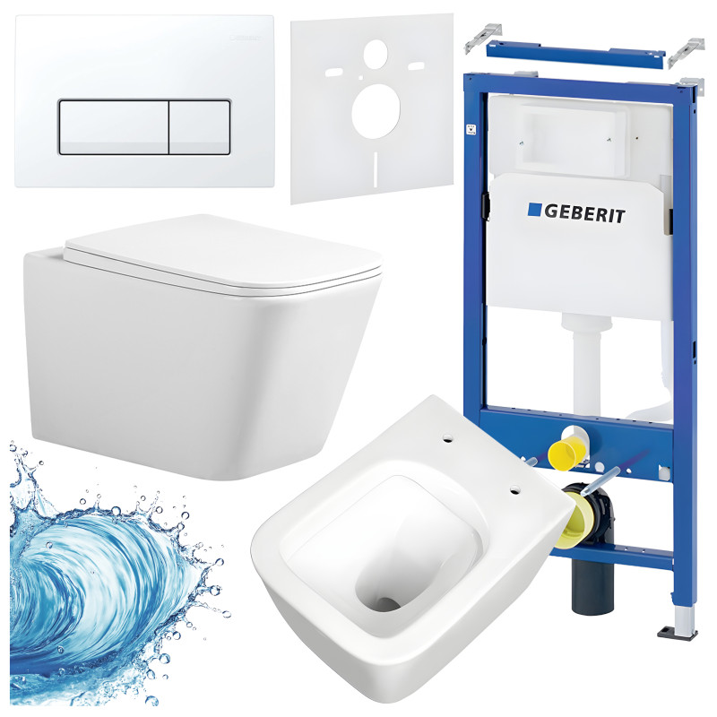 ZESTAW PODTYNKOWY WC STELAŻ GEBERIT DUOFIX MISKA RAIN-WH-RIM-03 PRZYCISK DELTA 50 BIAŁY ZES-RAIN-7