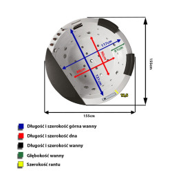WANNA Z HYDROMASAŻEM DELLA 916 Z OBUDOWĄ CZARNĄ 155x155 CM DELLA-916-155-OBU-BL