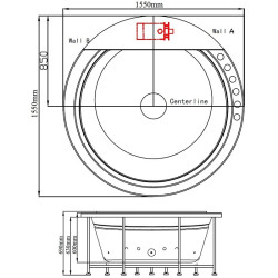 WANNA Z HYDROMASAŻEM DELLA 916 Z OBUDOWĄ CZARNĄ 155x155 CM DELLA-916-155-OBU-BL