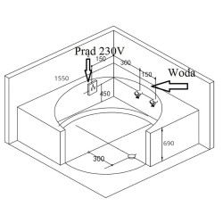 WANNA Z HYDROMASAŻEM DELLA 916 Z OBUDOWĄ CZARNĄ 155x155 CM DELLA-916-155-OBU-BL