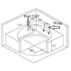 WANNA Z HYDROMASAŻEM DELLA 916 Z OBUDOWĄ CZARNĄ 170x170 CM DELLA-916-170-OBU-BL