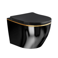 MISKA WC WISZĄCA RIMLESS MIZU-BL-GL-RIM-03 CZARNA DESKA WOLNOOPADAJĄCA DUROPLAST MIZU-BL-GL-RIM-03