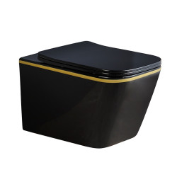 MISKA WC WISZĄCA RIMLESS RAIN-BL-GL-RIM-03 CZARNA DESKA WOLNOOPADAJĄCA DUROPLAST RAIN-BL-GL-RIM-03