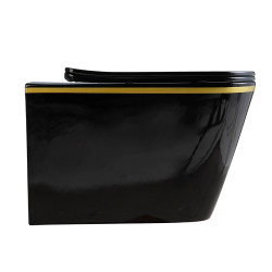 MISKA WC WISZĄCA RIMLESS RAIN-BL-GL-RIM-03 CZARNA DESKA WOLNOOPADAJĄCA DUROPLAST RAIN-BL-GL-RIM-03