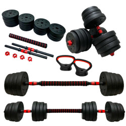 HANTLE BITUMICZNE REGULOWANE ZESTAW 2x20 KG+SZTANGA+UCHWYTY KETTLEBELL RP12-40 RP12-40