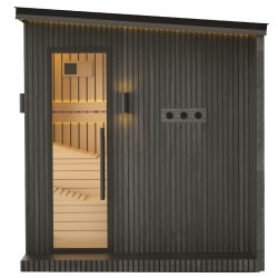SAUNA OGRODOWA FIŃSKA ALTANKA ESPO-BLACK Z PIECEM 8kW 6-8 OSOBOWA 236x213 CM ESPO-BLACK
