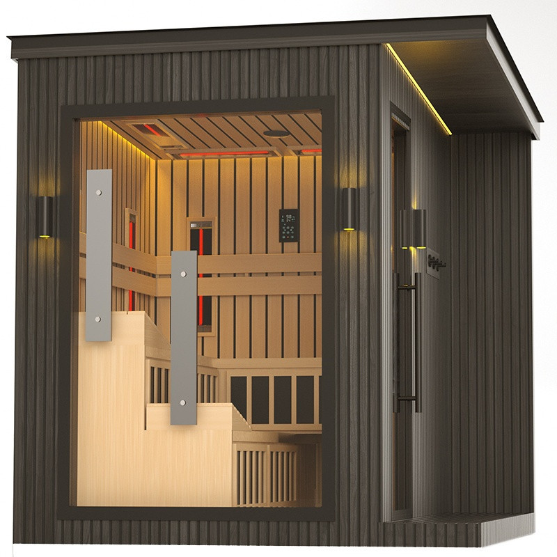 SAUNA OGRODOWA KOMBO INFRARED/FIŃSKA ALTANKA ESPO-COMBO-BLACK 6-8 OSOBOWA 236x213 CM 2W1 ESPO-COMBO-BLACK