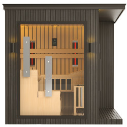 SAUNA OGRODOWA KOMBO INFRARED/FIŃSKA ALTANKA ESPO-COMBO-BLACK 6-8 OSOBOWA 236x213 CM 2W1 ESPO-COMBO-BLACK