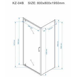 KABINA PRYSZNICOWA KWADRATOWA KZ04B BIAŁA 80x80 CM 6 MM KZ04B-WH-80