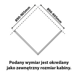 KABINA PRYSZNICOWA KWADRATOWA KZ08C BIAŁA 90x90 CM KZ08C-WH-90