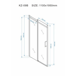 DRZWI PRYSZNICOWE KZ09B SZCZOTKOWANA STAL 105-110 CM 8 MM KZ09B-GR-BR-110
