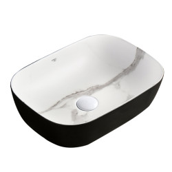 UMYWALKA NABLATOWA CERAMICZNA MARMUROWA PROSTOKĄTNA MILO-MTB-MAR1-455 CZARNY MAT MILO-MTB-MAR1-455