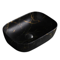 UMYWALKA NABLATOWA CERAMICZNA MARMUROWA PROSTOKĄTNA MILO-MTB-MAR3-455 CZARNY MAT MILO-MTB-MAR3-455