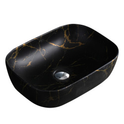 UMYWALKA NABLATOWA CERAMICZNA MARMUROWA PROSTOKĄTNA MILO-MTB-MAR3-455 CZARNY MAT MILO-MTB-MAR3-455