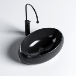 UMYWALKA NABLATOWA CERAMICZNA OWALNA CARI-BL-500 CZARNA CARI-BL-500