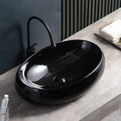 UMYWALKA NABLATOWA CERAMICZNA OWALNA CARI-BL-500 CZARNA CARI-BL-500
