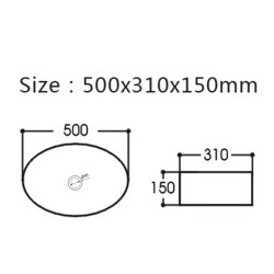UMYWALKA NABLATOWA CERAMICZNA OWALNA CARI-BL-500 CZARNA CARI-BL-500