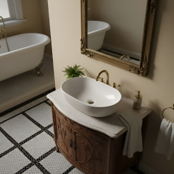 UMYWALKA NABLATOWA CERAMICZNA OWALNA NEO-WH-605 BIAŁY NEO-WH-605