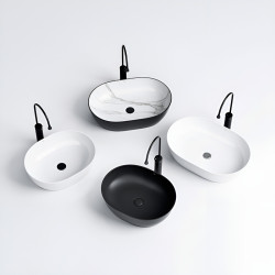 UMYWALKA NABLATOWA CERAMICZNA OWALNA NEO-WH-605 BIAŁY NEO-WH-605