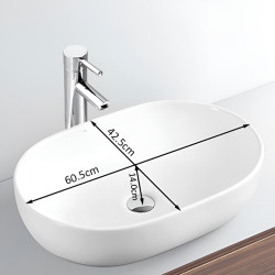 UMYWALKA NABLATOWA CERAMICZNA OWALNA NEO-WH-605 BIAŁY NEO-WH-605