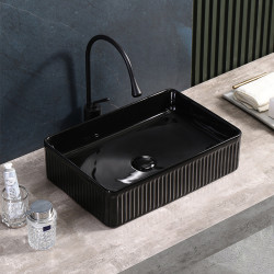 UMYWALKA NABLATOWA CERAMICZNA PROSTOKĄTNA AURA-BL-500 CZARNA AURA-BL-500