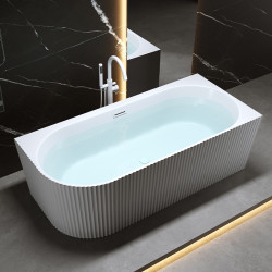 WANNA WOLNOSTOJĄCA PRZYŚCIENNA RIO 504A PRAWA BIAŁA PRZELEW BIAŁY MAT 140x75 CM RIO-504A-R-P-WH-MT