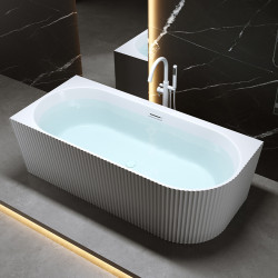 WANNA WOLNOSTOJĄCA PRZYŚCIENNA RIO 504D LEWA BIAŁA PRZELEW BIAŁY MAT 170x75 CM RIO-504D-L-P-WH-MT