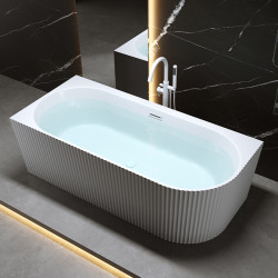 WANNA WOLNOSTOJĄCA PRZYŚCIENNA RIO 504B LEWA BIAŁA PRZELEW BIAŁY MAT 150x75 CM RIO-504B-L-P-WH-MT