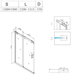 DRZWI PRYSZNICOWE PRZESUWNE DO WNĘKI SH03E CZARNE 125-130 CM 8 MM