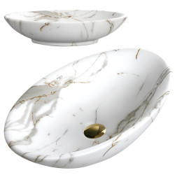 UMYWALKA NABLATOWA CERAMICZNA MARMUROWA OWALNA LUMO-MAR1-530