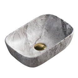 UMYWALKA NABLATOWA CERAMICZNA MARMUROWA PROSTOKĄTNA MILO-MAR2-370 SZARA MILO-MAR2-370