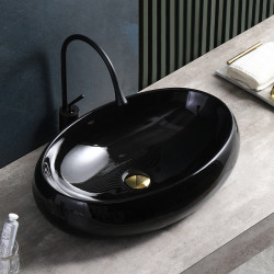 UMYWALKA NABLATOWA CERAMICZNA OWALNA CARI-BL-600 CZARNY CARI-BL-600