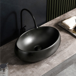 UMYWALKA NABLATOWA CERAMICZNA OWALNA CARI-MTB-500 CZARNA MAT CARI-MTB-500