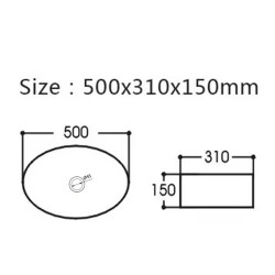 UMYWALKA NABLATOWA CERAMICZNA OWALNA CARI-MTB-500 CZARNA MAT CARI-MTB-500