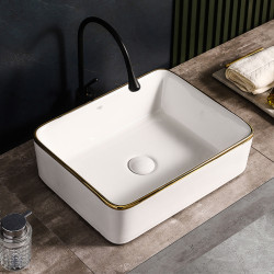 UMYWALKA NABLATOWA CERAMICZNA PROSTOKĄTNA LUXO-WH-GL-480 BIAŁA LUXO-WH-GL-480