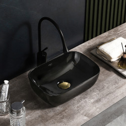 UMYWALKA NABLATOWA CERAMICZNA PROSTOKĄTNA MILO-BL-370 CZARNA MILO-BL-370