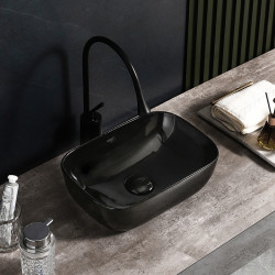 UMYWALKA NABLATOWA CERAMICZNA PROSTOKĄTNA MILO-BL-370 CZARNA MILO-BL-370